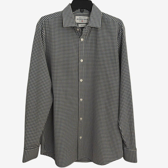 Mizzen+Main Leeward Performance Trim Fit Button Down Shirt Size Large Blue Check - Picture 2 of 7
